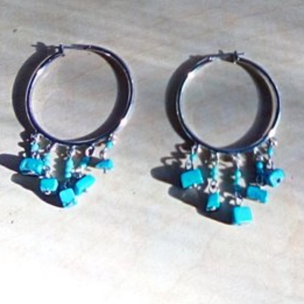 Native American Turquoise stone Pierced earrings